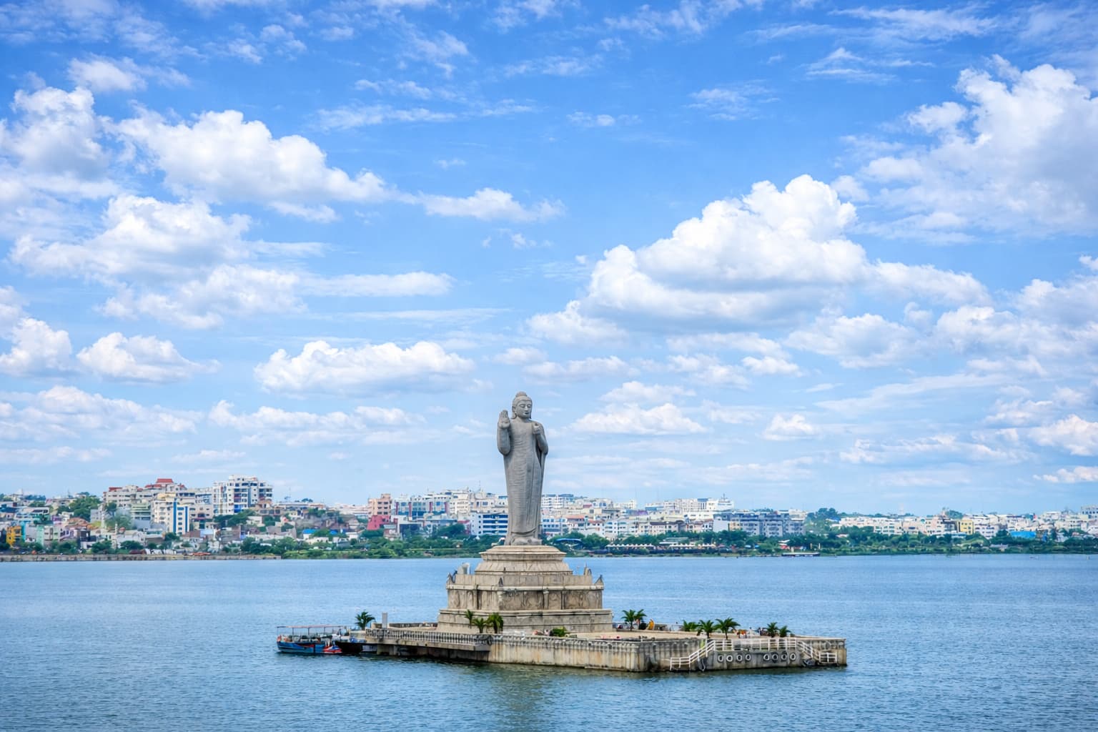 Hussain Sagar Lake view with Buddha statue